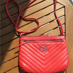 Calvin Klein Red Chevron Crossbody Bag